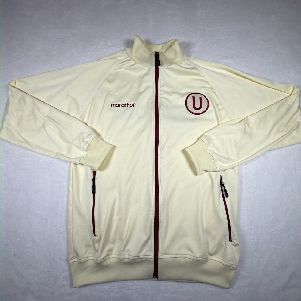 Marathon Universitario de Deportes Soccer Track Jacket Cream Maroon Mens Large